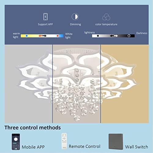 AHAWILL Modern Ceiling Light,Crystal Flush Mount LED Chandelier Ceiling Flower Lamp with Remote Control for Living Room,Bedroom,Hall,Dining Room,Etc.39.4″/120w/20 Heads… - Thumbnail 4