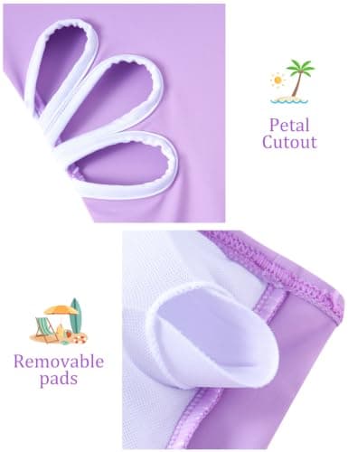 Cuddomper Girls Swimsuit Purple Cut Out One Piece Bathing Suit Adjustable Straps Swimwear with Cover Up Skirt Vacation Beach Size 11-12 - Thumbnail 6