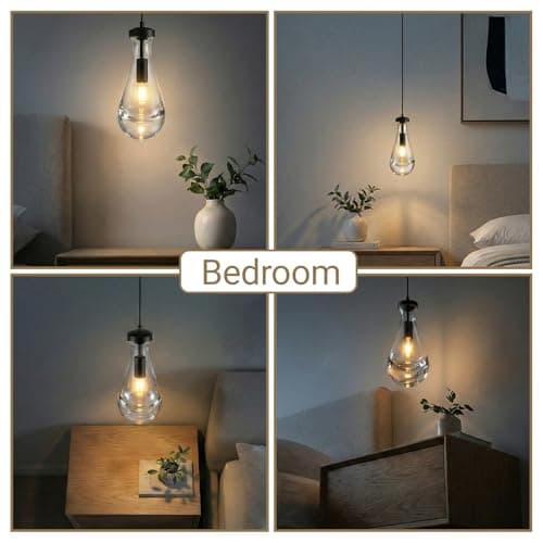 Built-in Integrated Lifting Mechanism Adjustable Raindrop Pendant Light, Adjustable 15"~70",Light Size 4.72" x 11.61",Modern, Crystal Glass, Living Room, Bedroom, Hallway, Kitchen Island... - Thumbnail 6