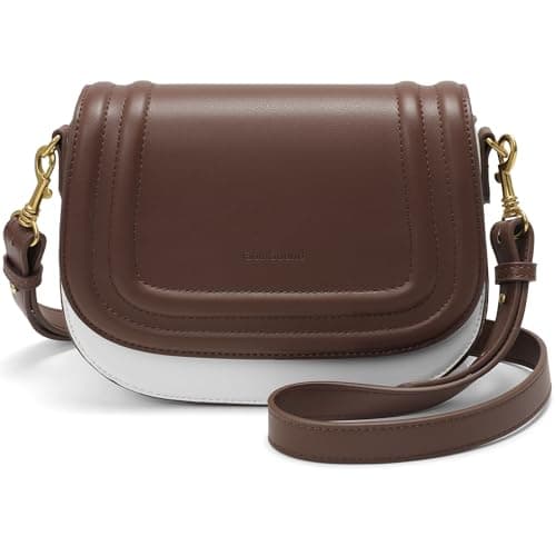 Goinsound Medium Shoulder Bags for Women Purses and Handbags Classic Top Handle Hobo Satchel Bags with Adjustable Strap, White&Brown - Image 1