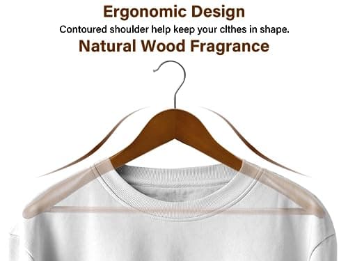 StorageWorks Wooden Hangers 10 Pack, Extra Wide Shoulder Wood Coat Hanger for Coats, Shirts, Jackets, Pants, Suits, Light Walnut Color - Thumbnail 6