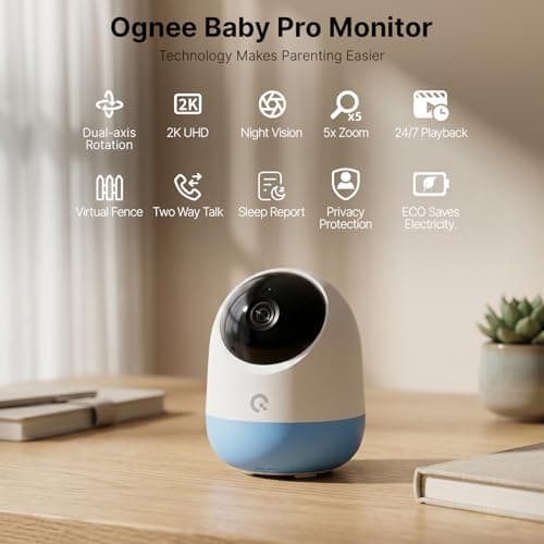 Ognee Baby Monitor with Camera and Audio, 24h Recording Playback, Baby Monitor with Crib Mount, 5" IPS 2K Display, SD Card, Remote Pan-Tilt-Zoom, 2-Way Talk, No WiFi, Night Vision, Safety Zone Alert - Thumbnail 5