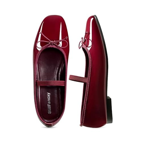 StillFancxy Ballet Flats with Bow Square Toe Ballerina Flats Slip on Bowknot Flat Shoes for Women Dressy Comfortable - Thumbnail 4