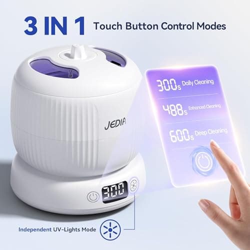 JEDIA Ultrasonic Retainer Cleaner Machine with 4 Modes – 45kHz 180ML Ultrasonic Cleaner for Retainer,Denture,Mouth Guard,Ring,Jewelry,Leak-Proof Detachable Tank & Base, Easy-to-Clean - Thumbnail 4