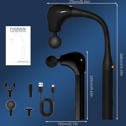 Binxalin Massage Gun Deep Tissue with Extension Handle Professional Percussion 2-in-1 Detachable Back Massager for Pain Relief,Muscle Relief Massager for Shoulder Back Thigh Waist&Neck (Upgraded) - Thumbnail 6
