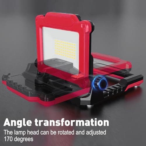 DAYATECH 20W 3000LM Cordless LED Work Light, Compatible with Dewalt, Milwaukee and Makita 18-21 V Battery, Foldable Magnetic Base, Brightness Dimmable (Light Only/Charger Not Included) - Thumbnail 4