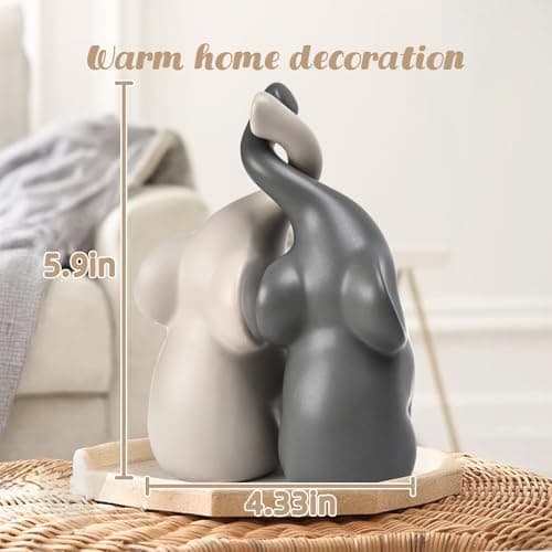 Boobezeen Elephant Statues Home Decor Small Figurines Home Ceramic Decor Sisterhood Elephant Ornament for Living Room House Shelf Table Vanity Entryway DéCor - Thumbnail 2