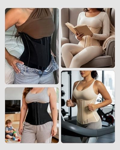 Waist Trainers for Women for Daily Wear, Faja Body Shaper Corset with Tummy Control for Workouts, Postpartum Recovery, and Yoga Sessions — Breathable and Supportive Apricot - Thumbnail 6