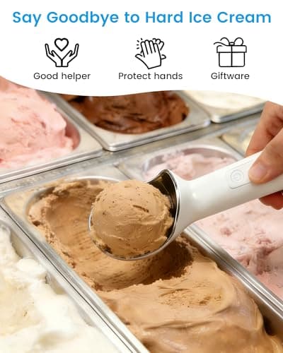 Heated Ice Cream Scoop Rechargeable, Heating Electric Ice Cream Scooper with LED Display, 158°F Warming Spoon for Hard Icecream - Thumbnail 6