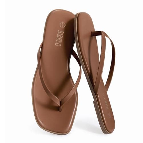 Rihero Women’s Flip Flops Comfortable Leather Summer Thong Sandals Slip On Walking Slide Sandals - Thumbnail 3