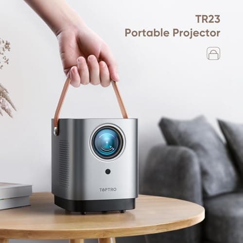 Mini-Portable-Projector, [Unique Handle Design] Mini Projector with WiFi and Bluetooth, 1080P Smart Portable Projector with Touch Screen, TOPTRO Outdoor-Movie-Proyector for Phone/TV Stick/PS5/Laptop - Thumbnail 2