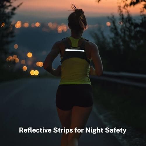 NOOLA Running Chest Pack, Running Vest for Men Women with Reflective Back, Lightweight Sport Chest Bag for Runners, Cycling, Biking, EDC Pouch, Phone Holder Carrier for Jogging, Green - Thumbnail 5