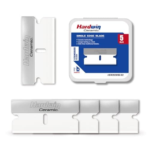 HARDWIN 5-Pack Ceramic Single-Edge Razor Blades, Replacement Blades for Razor Blade Scraper Tool, Non-Scratch Glass Top Stove Scraper Refills for Cleaning Cooktop, Oven, Paint and Stickers - Image 1