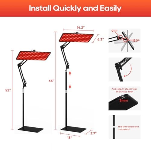 BEICHEN Red Light Therapy for Body and Face, 120 LED 660nm 850nm 940nm Infrared Redlight-Therapy Lamp Device with Glasses，Large Panel and Stable Stand at Home, Idea Gift for Women Mom - Thumbnail 4