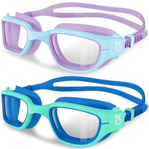 Vvinca Kids Swim Goggles, Swimming Goggles for Toddlers Kids 3-14 Outer-Eye Fit Anti-Fog UV Protection No Leak Soft Liquid Silicone Seal Anti Shattered Lens Pool Glasses for Boys Girls Teens Gift - Image 1