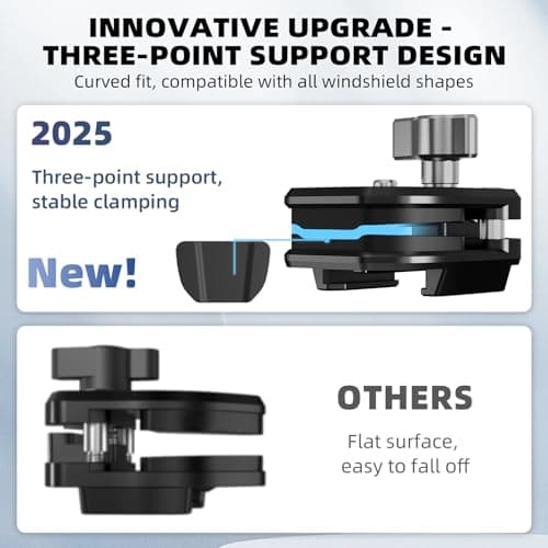 Flymile Motorcycle Windshield Clip Mount for Insta360 X5/X4/X3, Motorbike Windscreen Aluminum Metal Clamp Quick Release for GoPro Hero, for DJI Osmo Action 5/4/3/Pocket 3/360 Camera Accessories - Thumbnail 4