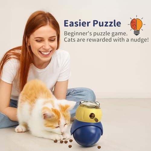 JoyBruko Interactive Cat Toys Treat Puzzle - for Indoor Cats Weight Loss Wobble Tumbler Feeder Food Dispenser, Fun Sliding Rolling, Enrichment Portion Control Slow Feeder for Kittens & Adult Cats - Thumbnail 3