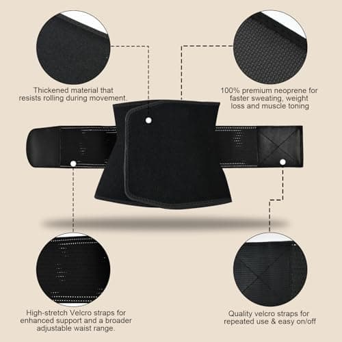 LKV Waist Trainer for Women, Waist Sweat Band, Slimming Waist Trimmer, Stomach Wrap, Body Shaper for Women Black - Thumbnail 6