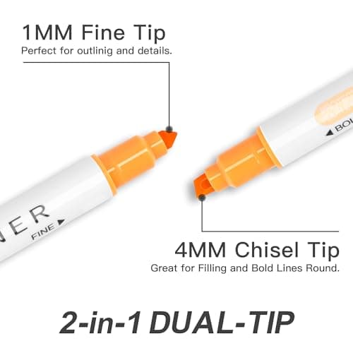 HANKU Highlighters Assorted Colors,24 Unique Retro Colors, Pastel Highlighters, Quick Dry Dual tip and Fine Tip No Bleed Highlighter Markers for Bible Journals Planners Books Notes - Thumbnail 2