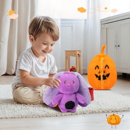 MIAODAM Bunny Stuffed Animal Plush,Reversible Pumpkin Bunny Plushies, Cute Rabbit Plush Toy Gift for Toddler Girls Boys (11inch) - Thumbnail 6