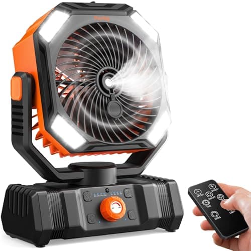 Portable Misting Fan, Cooling Mist Fans, 20000mAh USB Rechargeable Battery Powered Fan with Mister, 250mL Water Tank & LED Lantern, for Home Desk, Bedroom, Office, Outdoor & Indoor Use - Image 1