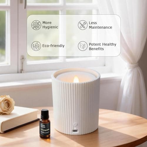 2 in 1 Waterless Essential Oil Diffuser and 3D Wick and Realistic Flame Candle,Flameless Candle Diffuser,USB Power Supply LED Candle Waterless Diffuser 12PCS Cotton Pads(No Rechargeable Battery) - Thumbnail 3