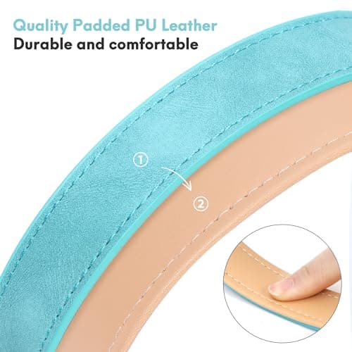 Jumpress Leather Dog Collar for Small Medium Large Dogs, Soft Padded Dog Leather Collar with Heavy Duty Gold Buckle, Durable & Comfortable for Medium Dogs Daily Walking (Teal, M) - Thumbnail 6