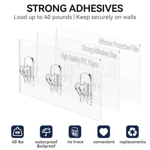 YASONIC Shower Caddy Adhesive, Rustproof Shower Shelves for Inside shower, No Drilling Bathroom Organizers and Storage, 6 Pack Large Capacity Bathroom Caddy for Kitchen & Home Decor-XXL Size - Thumbnail 5