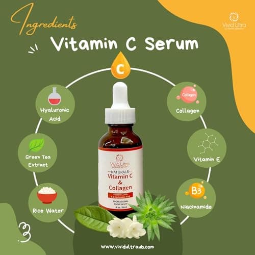 Vivid Ultra Vitamin C Serum for Face – Anti-Aging Serum with Hyaluronic Acid, Collagen & Vitamin E – Brightening Dark Spots, Firming Skin, Reducing Wrinkles & Acne Scars – 1 Fl Oz - Thumbnail 4