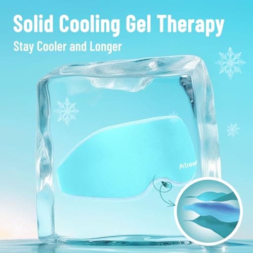 ATreebay 3D Gel Cooling Eye Mask, Weighted Eye mask for Sleeping, 3D Contoured Cup No Pressure Night Blindfold Sleep Mask, Ice Cold Pack Eyes Cold Compress for Puffy Eyes, Dark Circle, Light Blue - Thumbnail 3