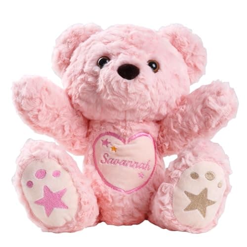 Custom Embroidered Plush Bear with Name, Personalized Baby Plush Toys, Personalized Teddy Bear Stuffed Animal, 1-14 Year Old Girl Toys, Easter Birthday Gifts for Baby Girls Boys Toddlers Newborn - Image 1
