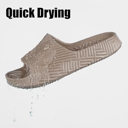 Weweya Women Men Cozy Shower Slippers Unisex House Slides Beach Sandals Khaki Women Size 9 Men Size 7 - Thumbnail 4