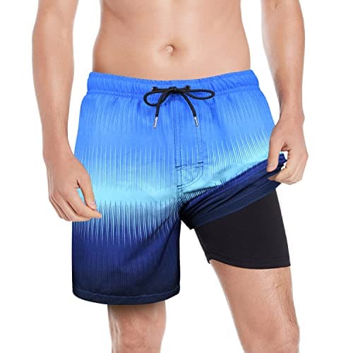 MILANKERR 5.5" Mens Bathing Suit with Compression Liner,Beach Shorts for Men(Blue Navy,Large) - Image 1