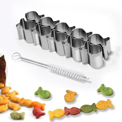 SurgeHai Goldfish Cracker Cutters 2 PCS, Mini Cookie Cutters 304 Stainless Steel Food Safe Grade, Single-Row Goldfish Cutters Designed, Come with Cleaning Brush, Easy To Clean (2) - Image 1