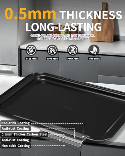 Ymiton Nonstick Baking Pans Set, 19 PCS Stackable Bakeware Sets, Oven Pan Set Includes Baking Tray, Cookie Sheet, Cake Pans, Loaf Pan, Muffin Pan, Silicone Cups - Thumbnail 4
