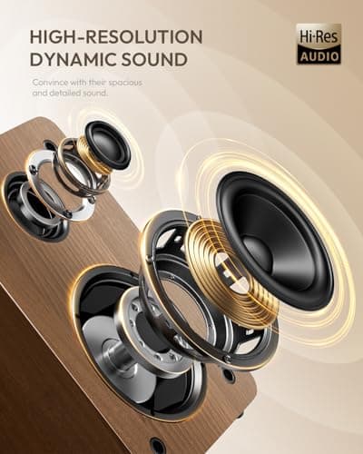 QLEARSOUL SoulBox S1 Vinyl Record Player with Stereo Speakers, Turntable with Built-in Preamp, S-Shaped Tonearm, 33/45 RPM - Walnut - Thumbnail 4