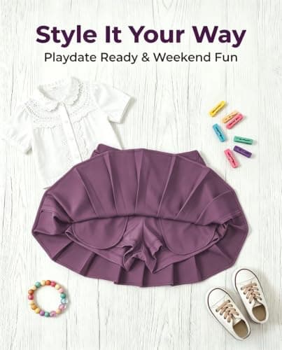 Addneo Girls School Uniform Skirts Purple Tennis Skirt with Shorts Size 14 - Thumbnail 5