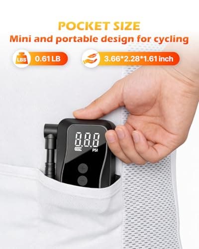 MEGAWHEELS Mini Bike Pump, 25s Fast Inflate Mini Bike Tire Pump with Gauge, 150PSI Portable Bike Pump with Presta and Schrader Valve for City Bike, Road Bike, Mountain Bike, Motorcycle - Thumbnail 2