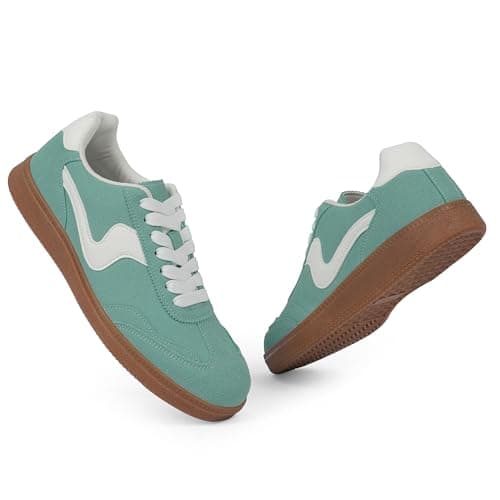 Tigeridea Sneakers for Women Business Casual Green Green Tennis Shoes Comfortable Lace up Slip on Women's Fashion Sneakers Size 8.5 - Thumbnail 5
