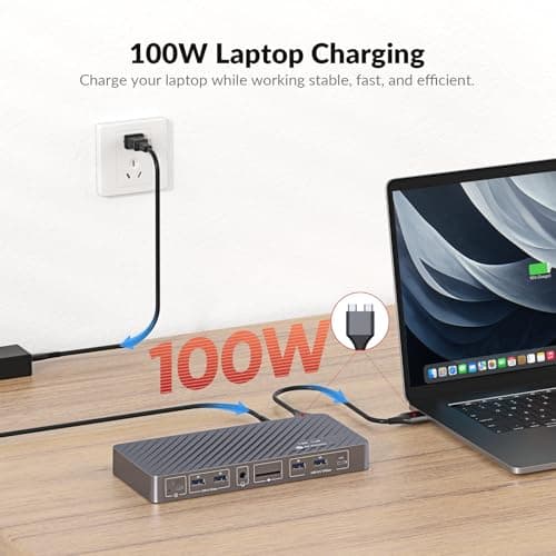 AV Access KVM Switch Docking Station for MacBook Desktop PC, USB C KVM Switch 2 Monitors 2 Computers, 4K Dual HDMI Displays, Plug&Play, Ethernet, 100W Power Delivery, EDID Emulation - Thumbnail 6