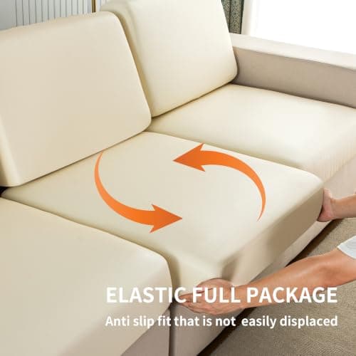 UWWGKK Waterproof Couch Covers, Stretch Couch Covers with Backrest for Sectional Sofa,L Shape Sofa,Waterproof White Backrest Cushion - Thumbnail 4
