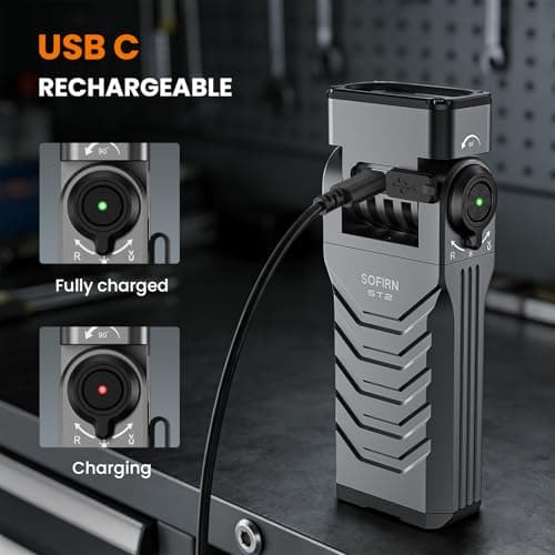 sofirn ST2 Multi-Light Rechargeable Flashlight, 3000 Lumens White Light with 660nm Red & 365nm UV, USB-C Charging, 90° Rotating Head, Magnetic Tail & Large Clip, IPX6 Waterproof for Work & Outdoor - Thumbnail 6