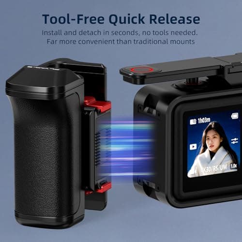 Grip Kit for DJI OSMO Action 5 Pro (for Original Cage), Handle Holder Expansion Mount DSLR Style with Shutter Button for DJI Osmo Action 5 Pro 4 3 Camera Accessories - Thumbnail 2