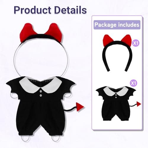 Halloween Red Devil Costume Clothes Set with Horn Headband for 15-17cm (4 Inch) Blind Box Dolls - Thumbnail 4