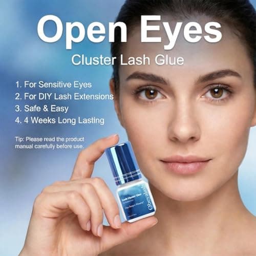 Sensitive Cluster Lash Glue Waterproof – Obeyalash Open Eyes DIY Lash Cluster Glue Strong Hold Eyelash Adhesive for Individual Eyelashes, 2 Week Long Lasting Waterproof for Beginner Friendly(1) - Thumbnail 4