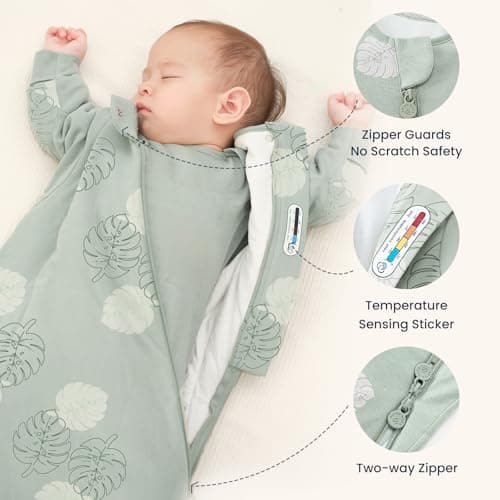 kaiya baby Unisex Sleeping Bag for Babies and Toddlers 2.5 Tog Sleep Sack 0-6Months, Long Sleeve Sleep Sack, Wearable Blanket Baby, Gifts for Baby - Thumbnail 5