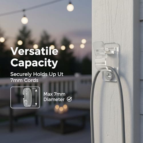 AFFAVON 60Pack Clear Outdoor String Light Clips Screw-in Hooks,Weatherproof Cable Hangers and Clips for Hanging Fairy Lights for Christmas, Festival,Patio, and Fence Decorations - Thumbnail 3