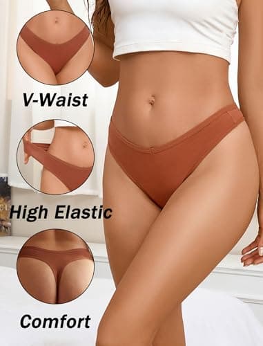 Sth Big Cotton Underwear for Women Breathable Sexy V-waisted Thongs Soft Stretchy Ladies Panties 9 Pack - Thumbnail 4