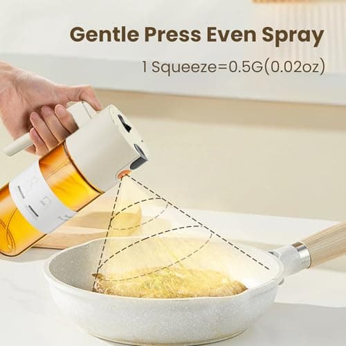 2026 Upgrade 2 in 1 Oil Sprayer for Cooking, 17oz Olive Oil Dispenser Bottle for Kitchen Gadgets with Stickers, Large Advanced Food Grade Light-Blocking Glass Spray Bottle for Salad, Air Fryer, BBQ - Thumbnail 2