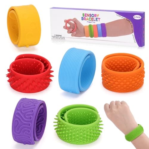 Dalycro 6 PCS Silicone Fidget Toys Slap Bracelets, Sensory Slap Bracelets for Kids and Adults, Textured Fidget Toys for Autism Fun Stress Relief Classroom and Office Travel (Multicolor 1, 6P)